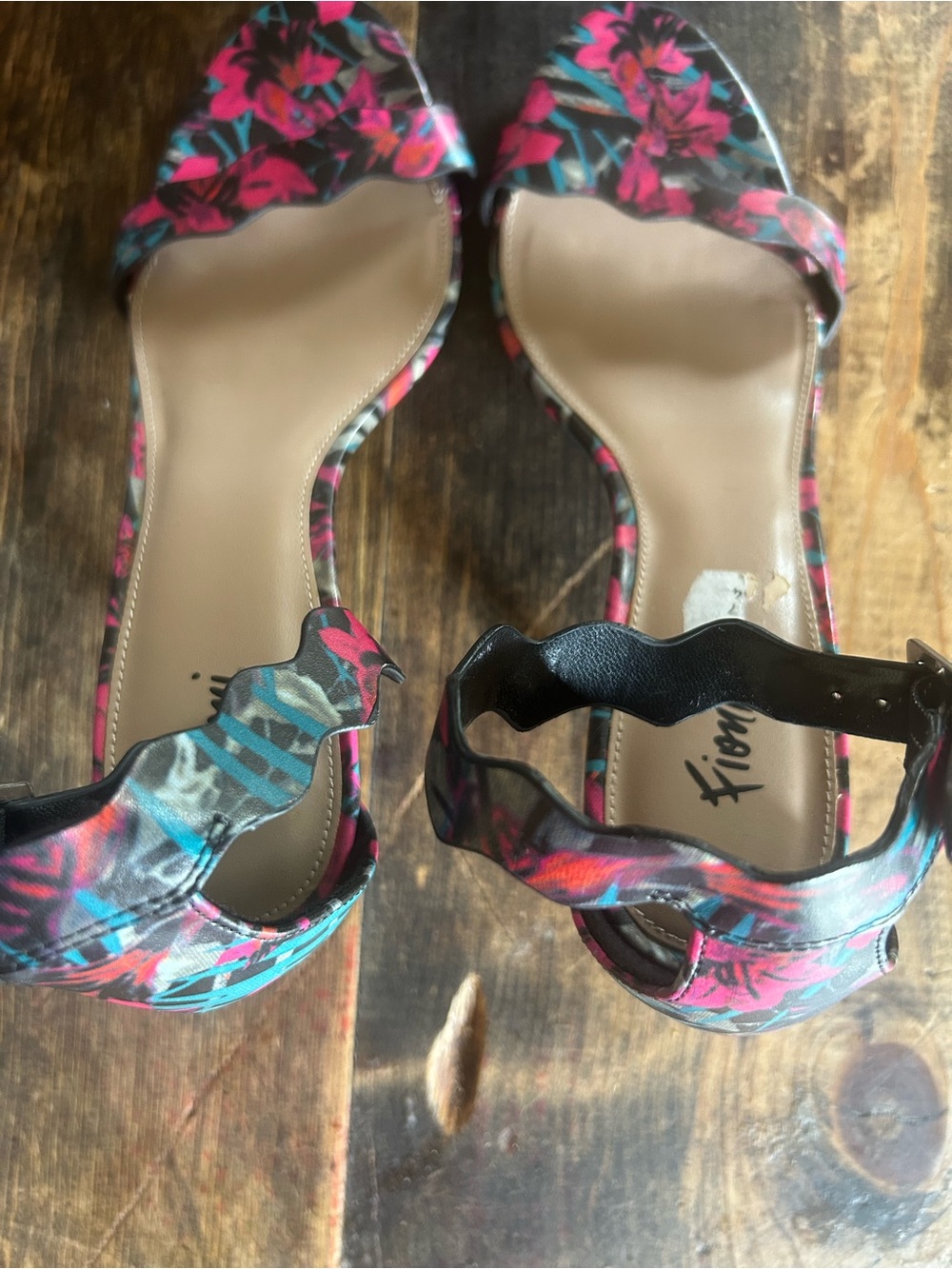 Fioni Womens Multi-Color Iris Open Toe Ankle Strap Kitten Heels Size 7.5 NWOB - Picture 6 of 8